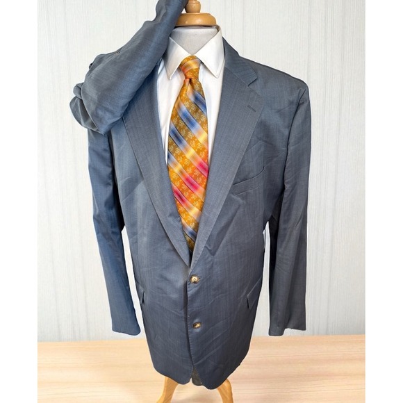 Oliver Wicks Suit Vitale Barberis Canonico 1663 Wool & Silk Sz 44L Pants 36 x 34 - Picture 1 of 16